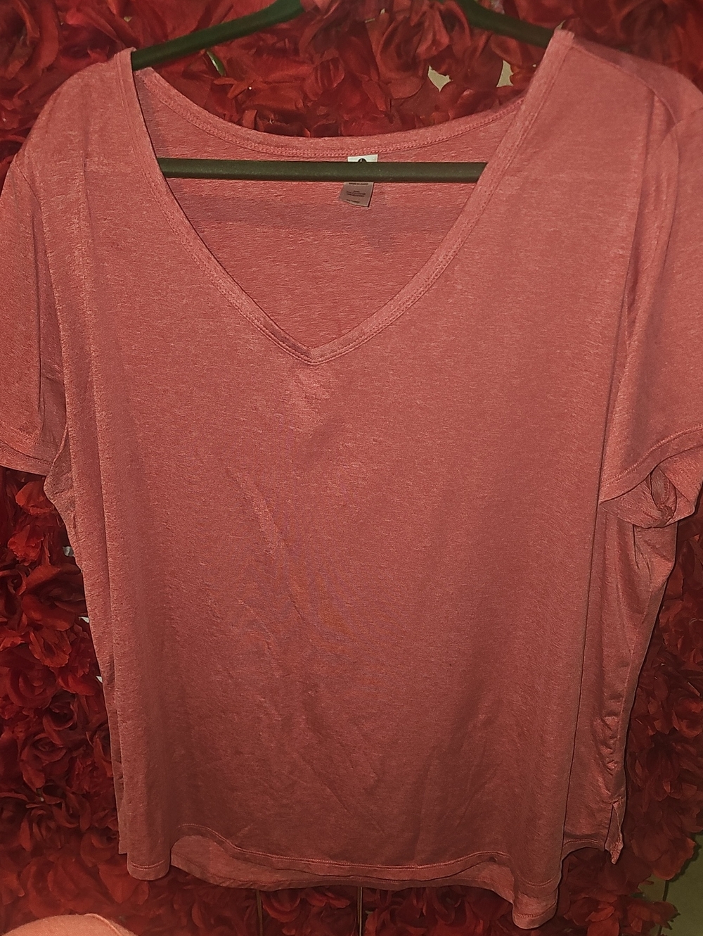 90 Degree By Reflex Women's V-Neck Short Sleeve Tee in Dusty Rose Size 1X